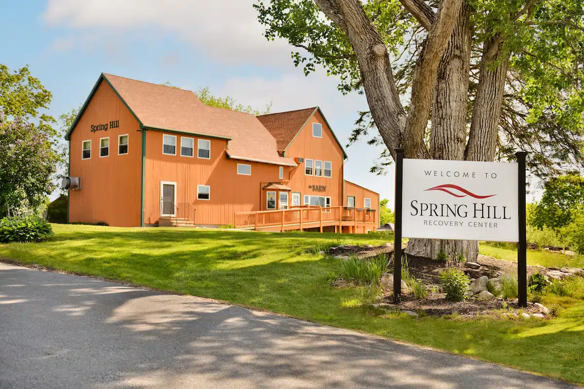 Spring Hill's 'The Barn' at the entrance to our wonderful substance abuse and mental health care facility located in Ashby, MA