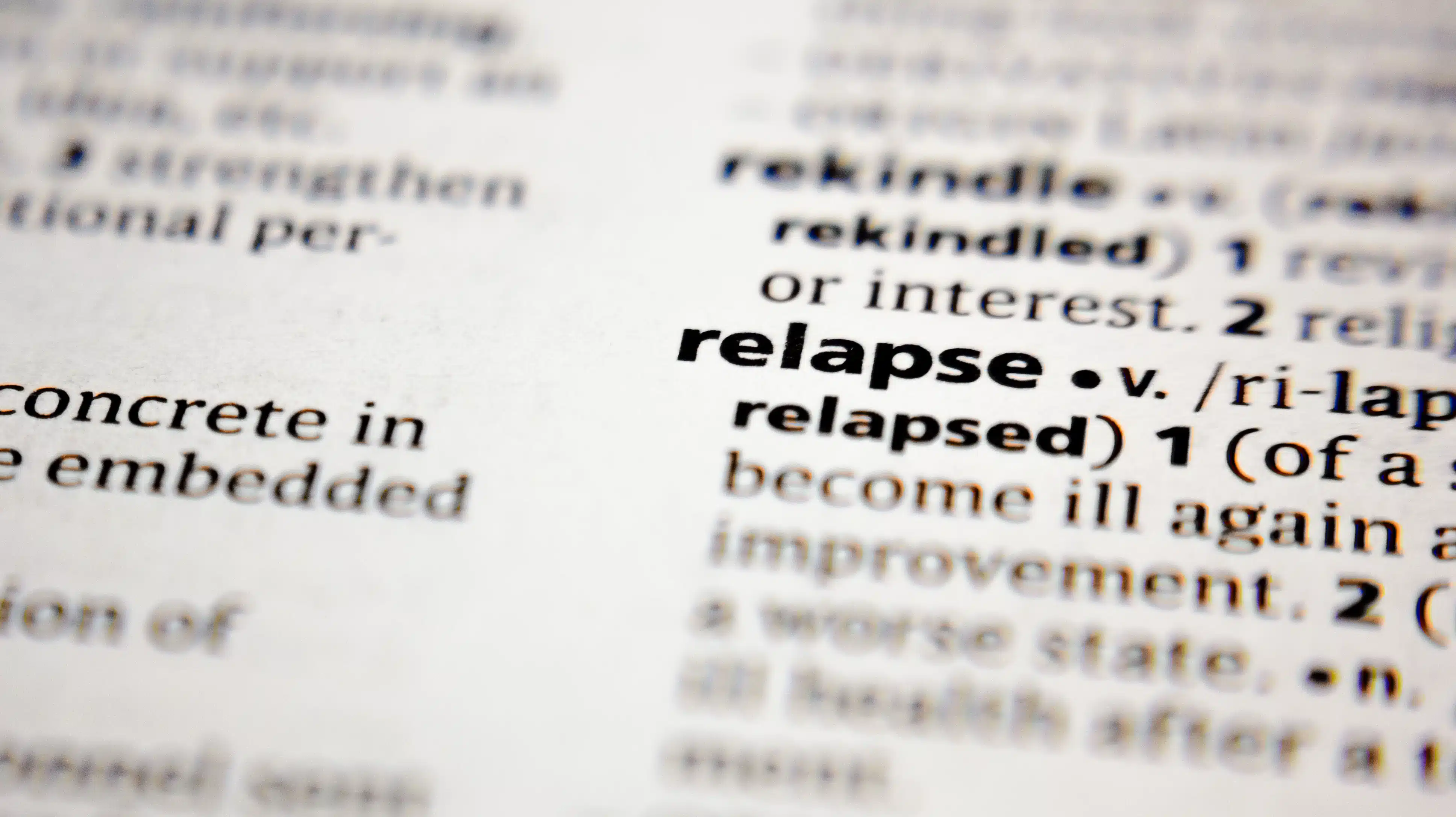 A dictionary page focused on the word relapse - Relapse Statistics in Recovery